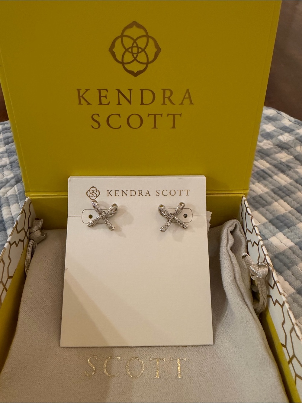 Kendra Scott Sasha Stud Earrings Rhodium Crystal NWT